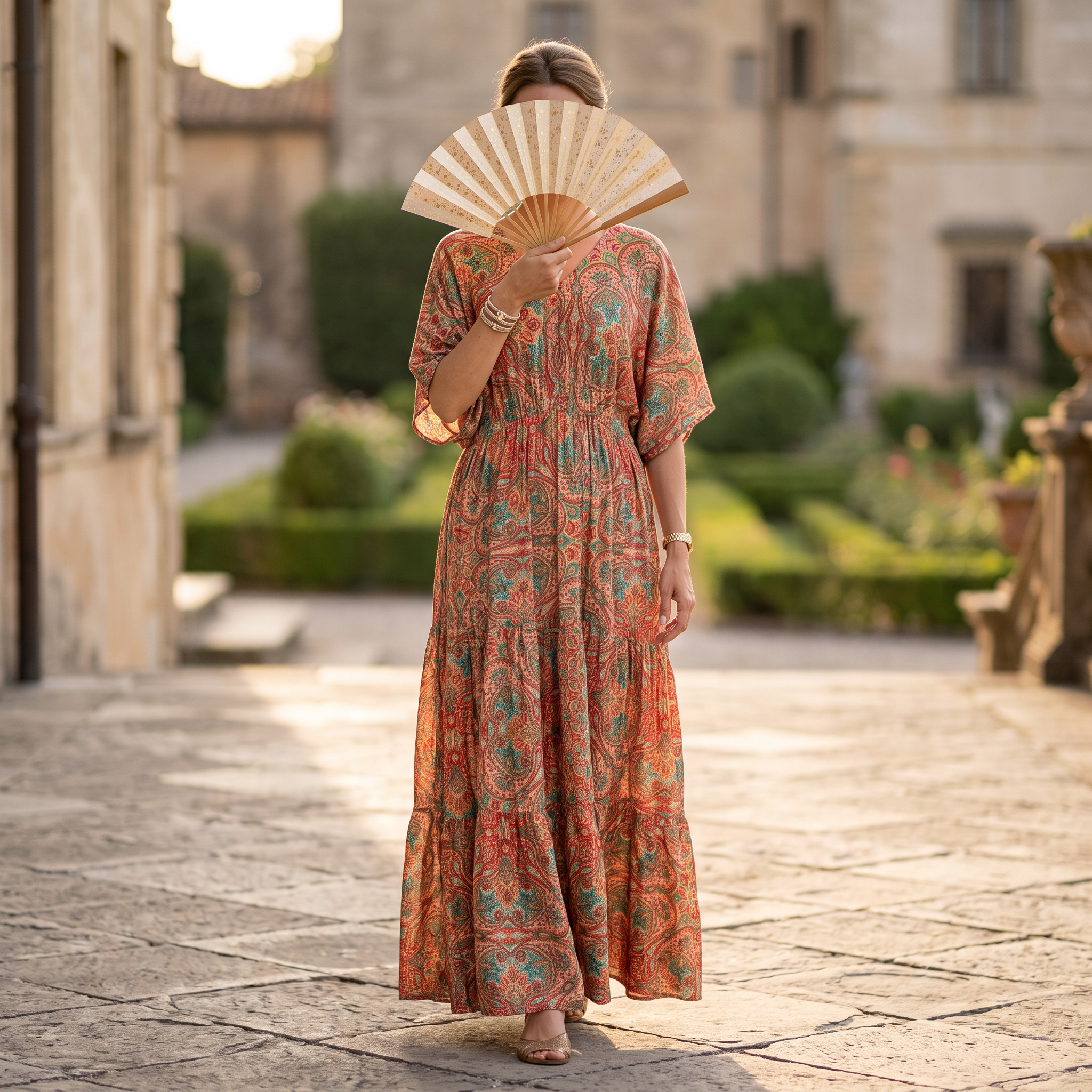O/S Special  Silk Crystal Printed Cotton Dress 57" Long Jalabiya RN 954