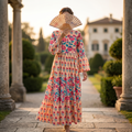 XS-S Moon Printed Cotton Dress 54" Long Jalabiya TN 292