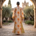 S/M Ejlal Printed Cotton Dress 57" Long Jalabiya RNY 1096