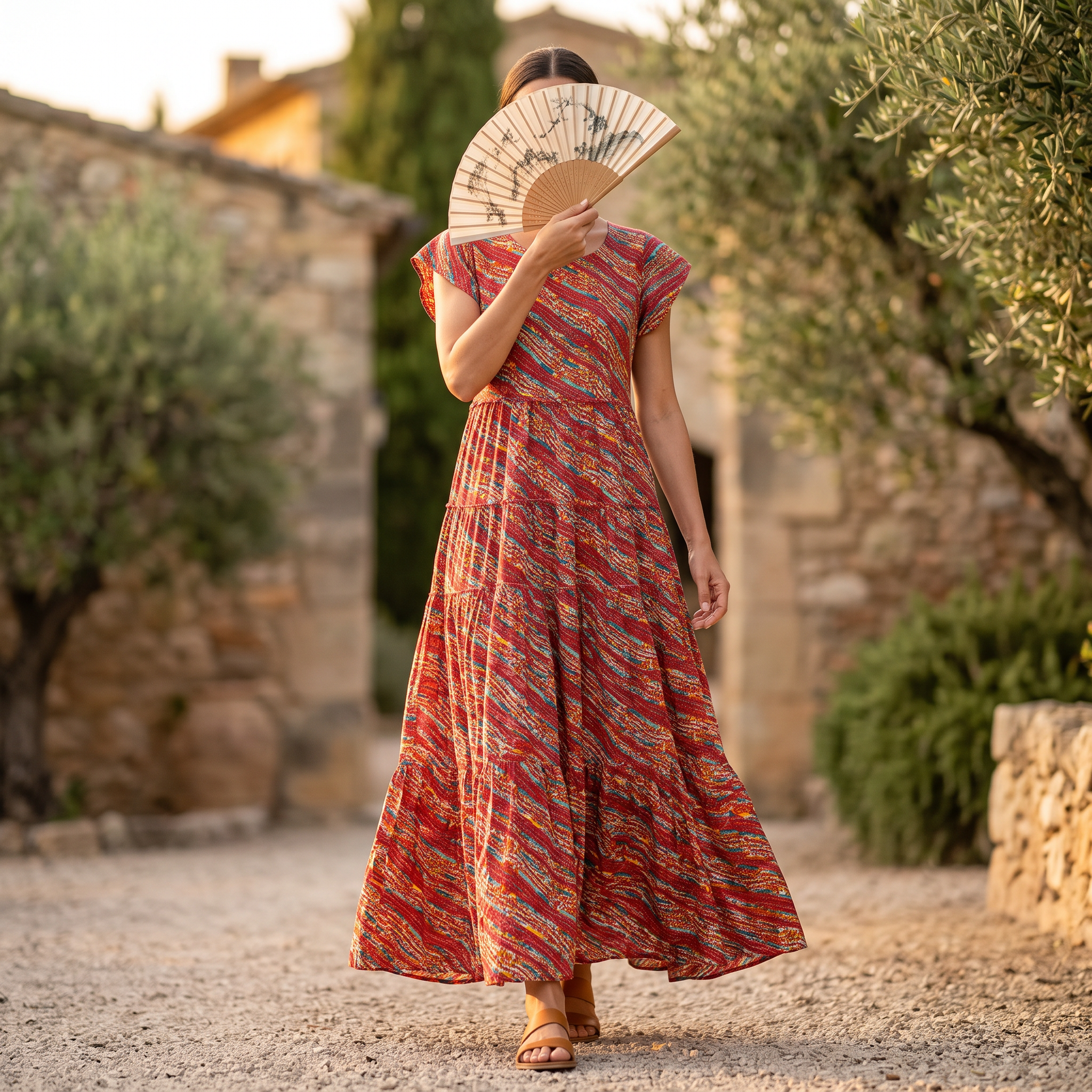 L/XL Qamar   Printed  Dress 57" Long Jalabiya RNY 1062
