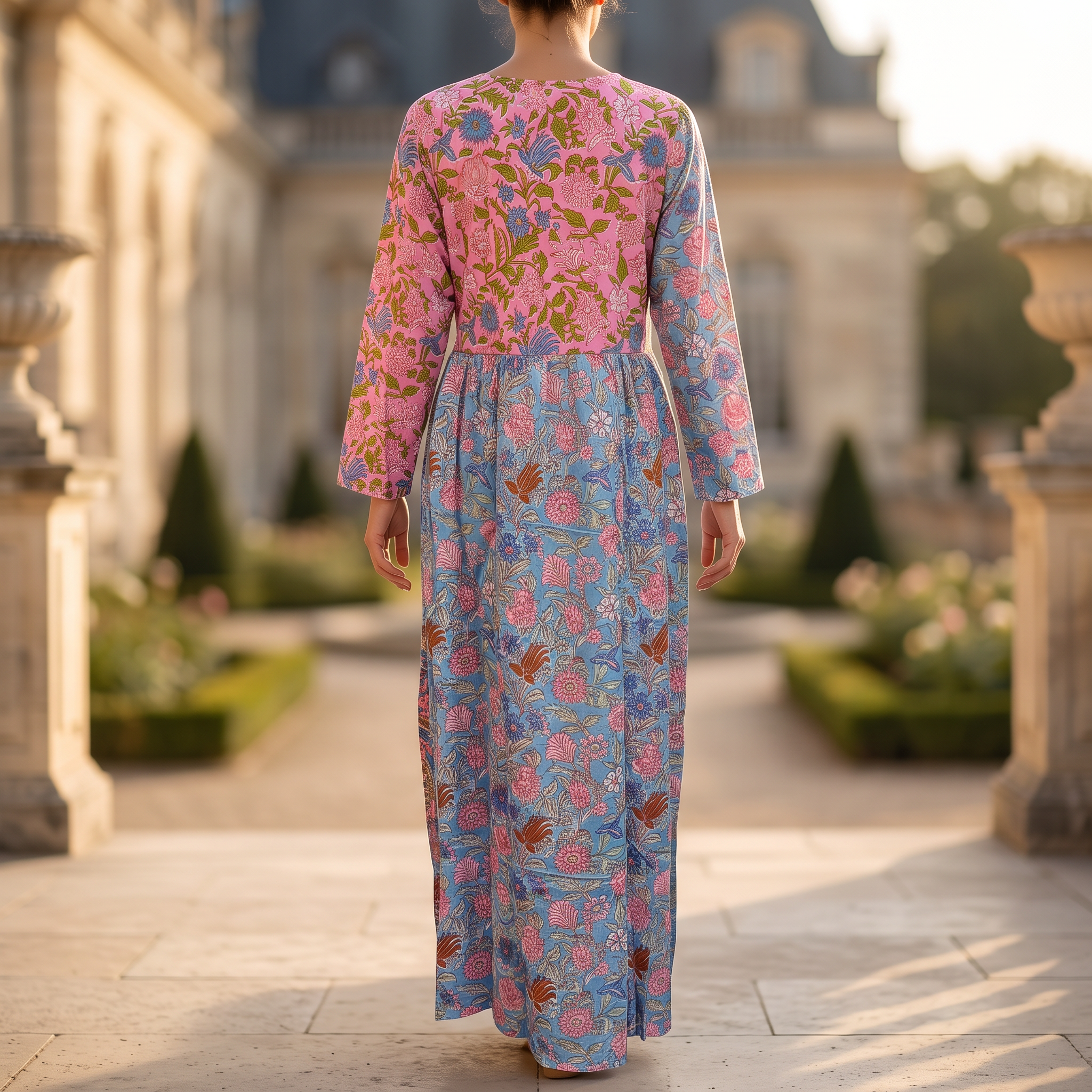 L/XL Amber Printed Cotton Dress 57" Long Jalabiya  TNY 787