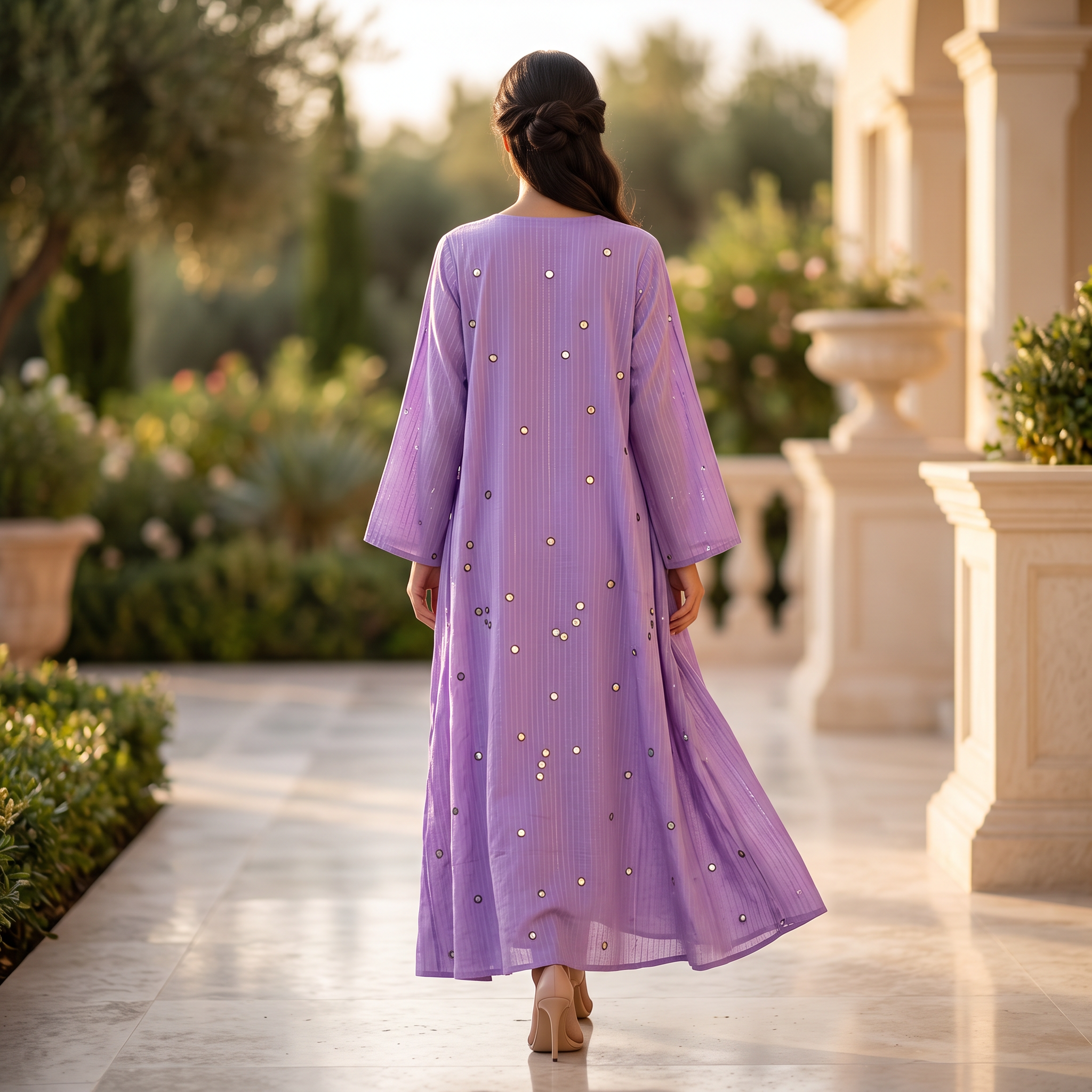 L/XL Anisha Printed Cotton Dress 57" Long Jalabiya  TNY 731