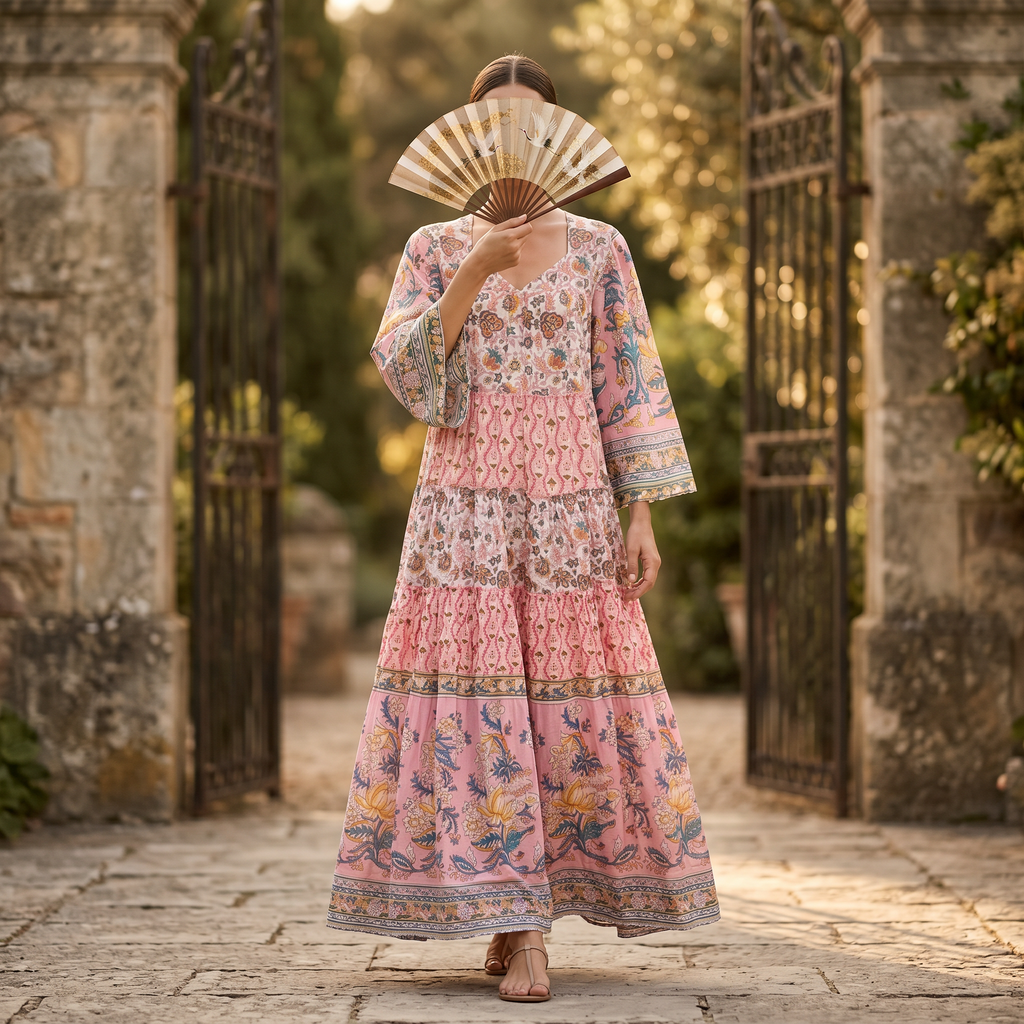 S-M Special Printed Cotton Dress 57" Long Jalabiya TN 257