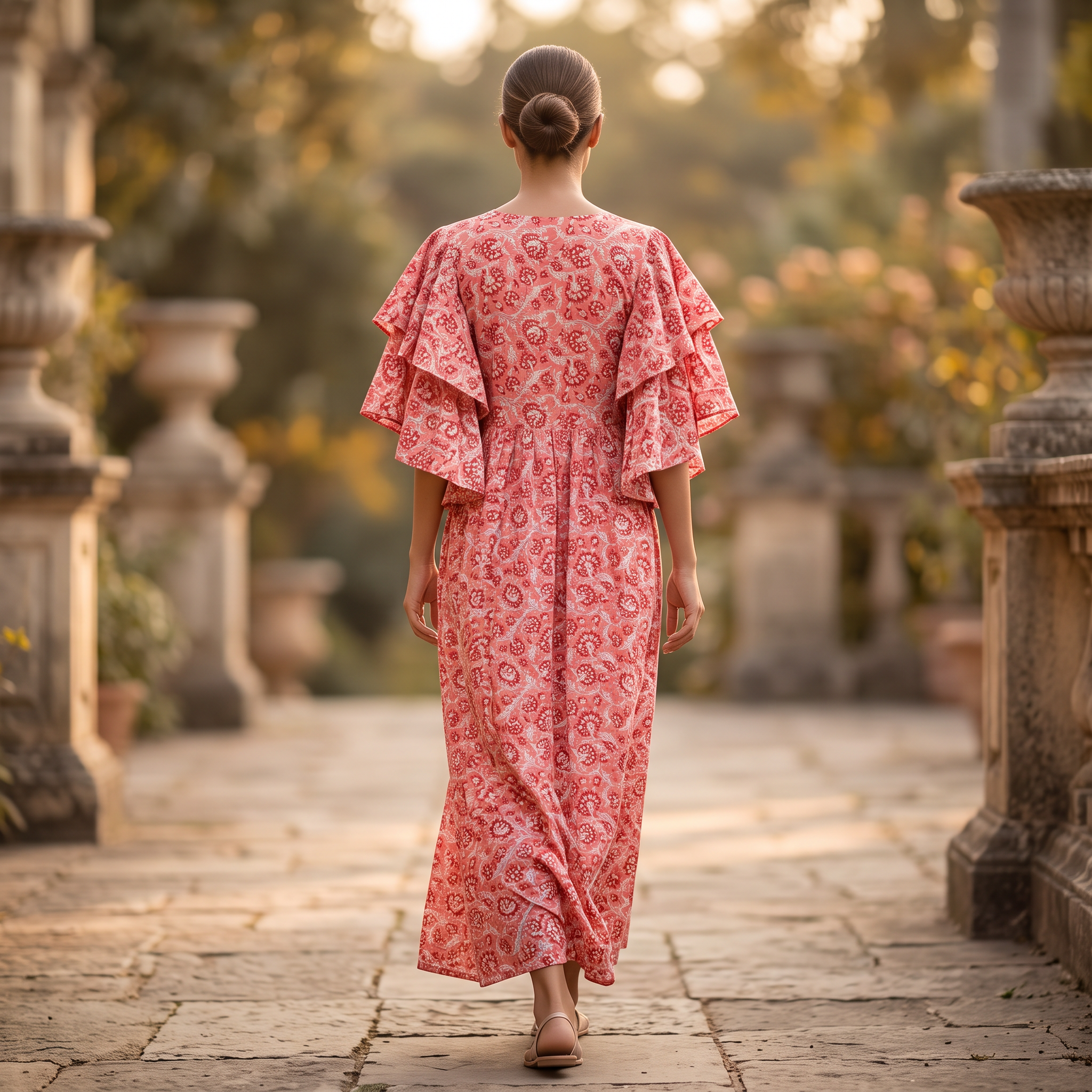 S/M Crystal Special Printed Cotton Dress 57" Long Jalabiya TNY 869