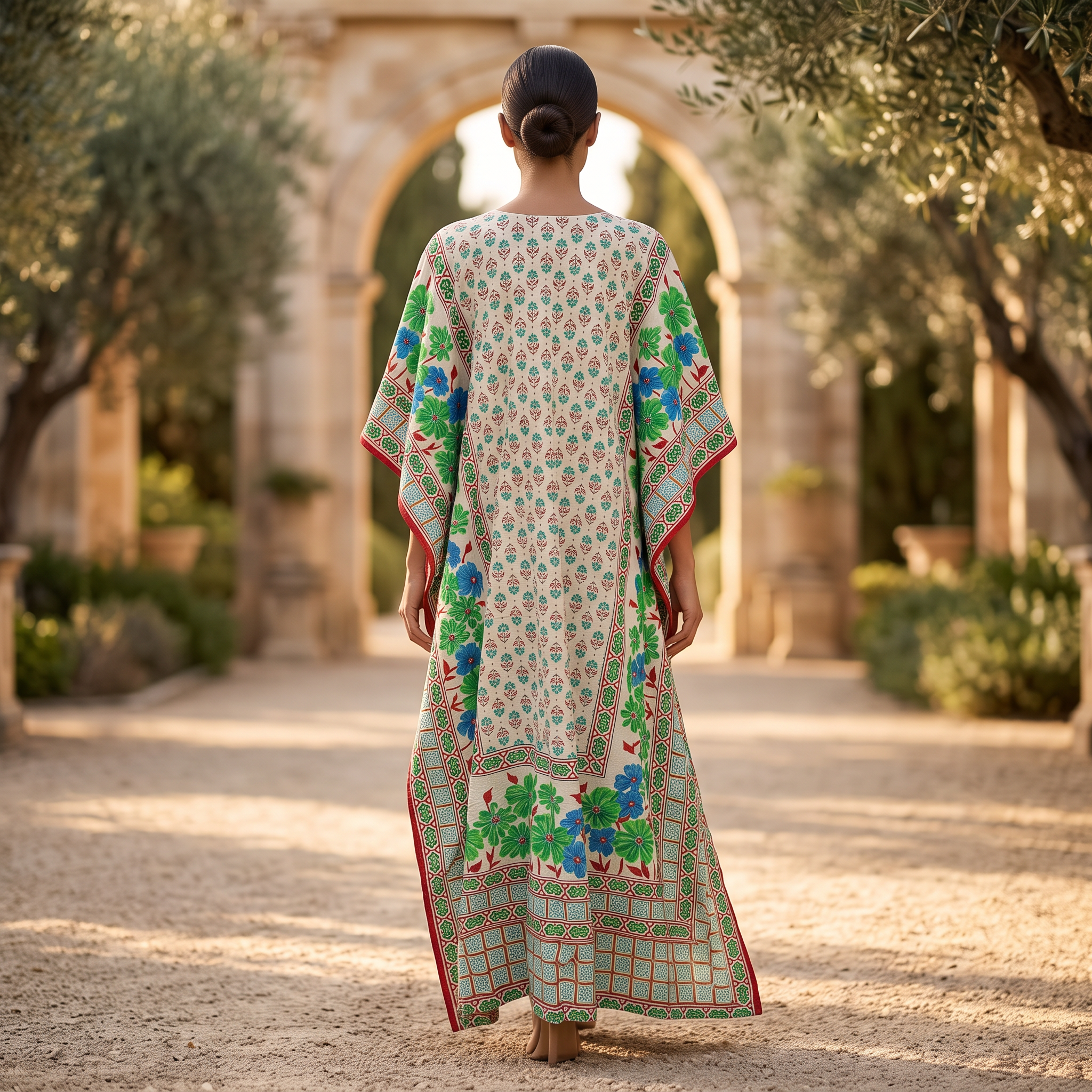 Free Size Crystal Farasha Kaftan Chiffon 55" Long Jalabiya RNY 1044