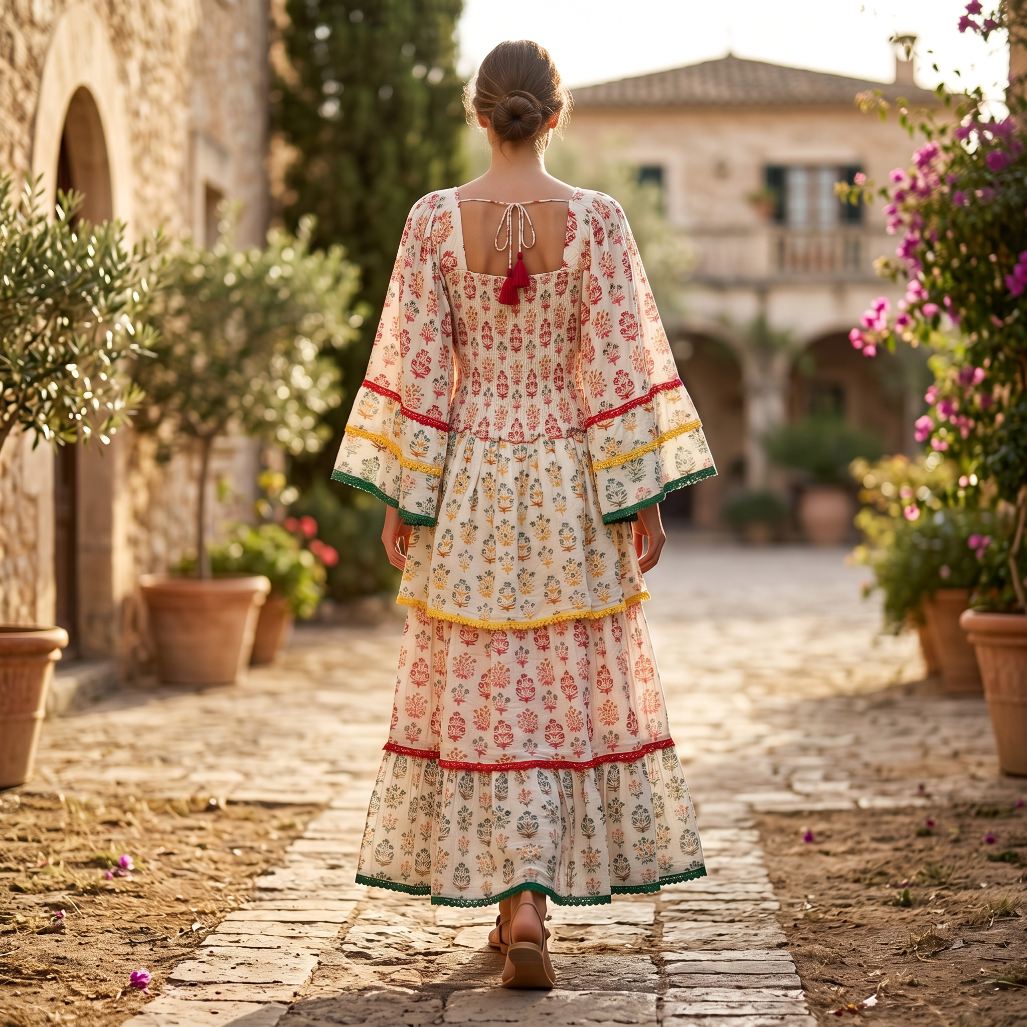 L-XL Rahima Printed Cotton Dress 57" Long Jalabiya
