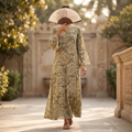 S-M Silk Marry Printed Cotton Dress 57" Long Jalabiya RN 978