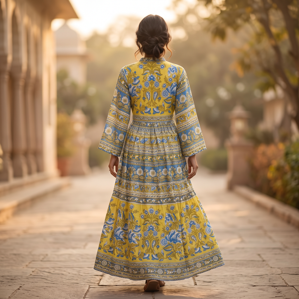 S/M Ayah  Printed Cotton Dress 57" Long Jalabiya TNY 790