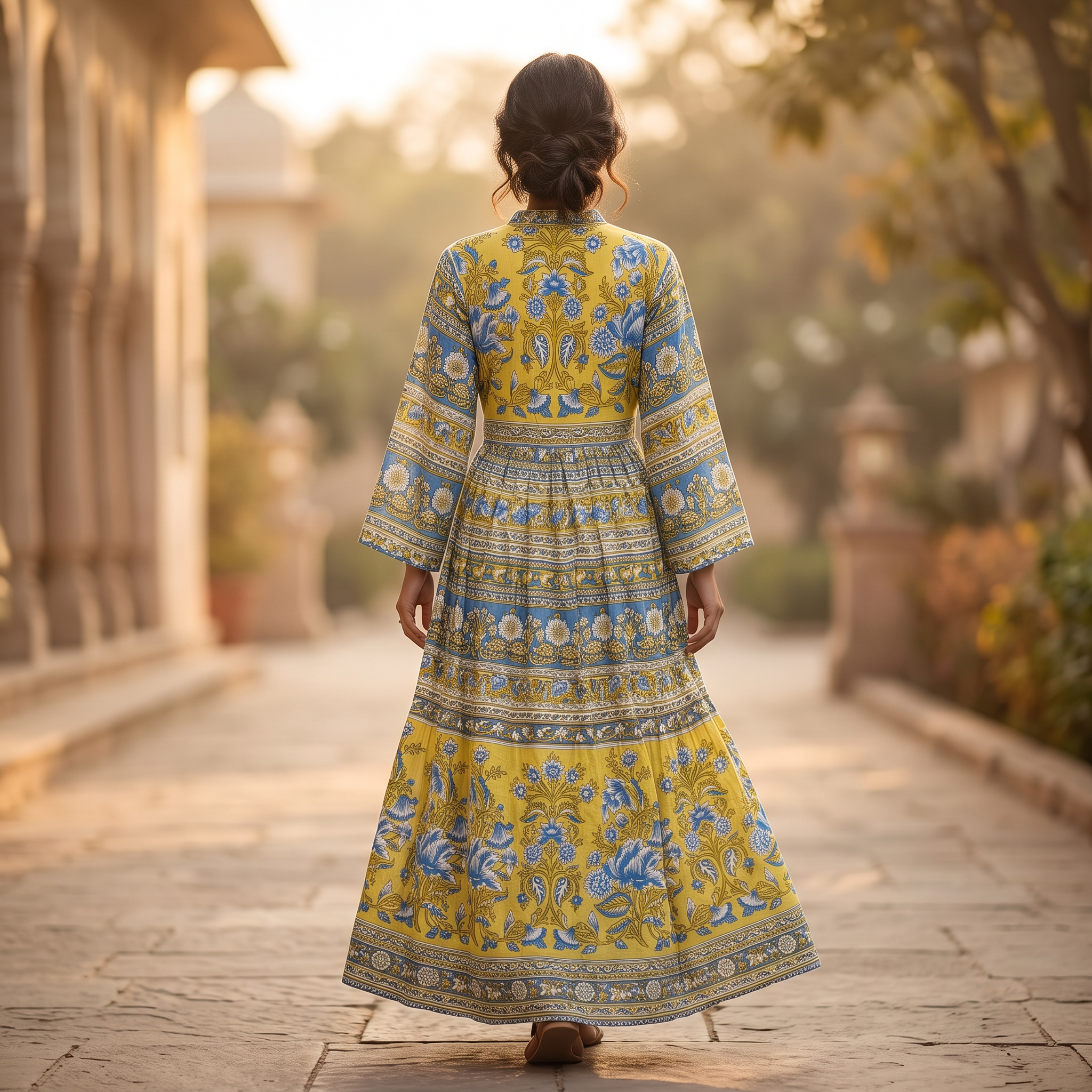 S/M Ayah  Printed Cotton Dress 57" Long Jalabiya TNY 790