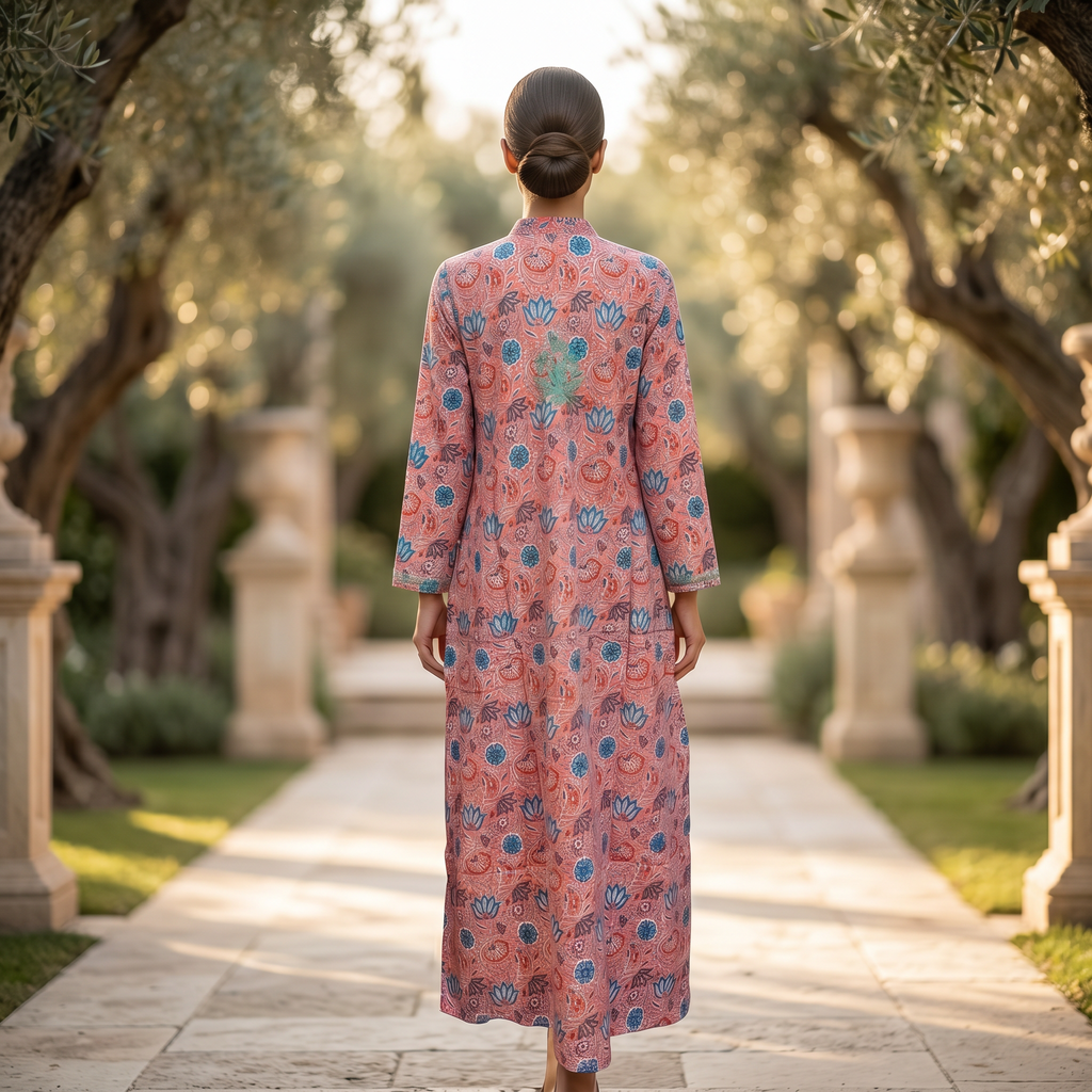 XS-S Sofi Printed Cotton Dress 54" Long Jalabiya