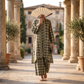 2XL-3XL Rasha Printed Cotton Dress 57" Long Jalabiya RN 929