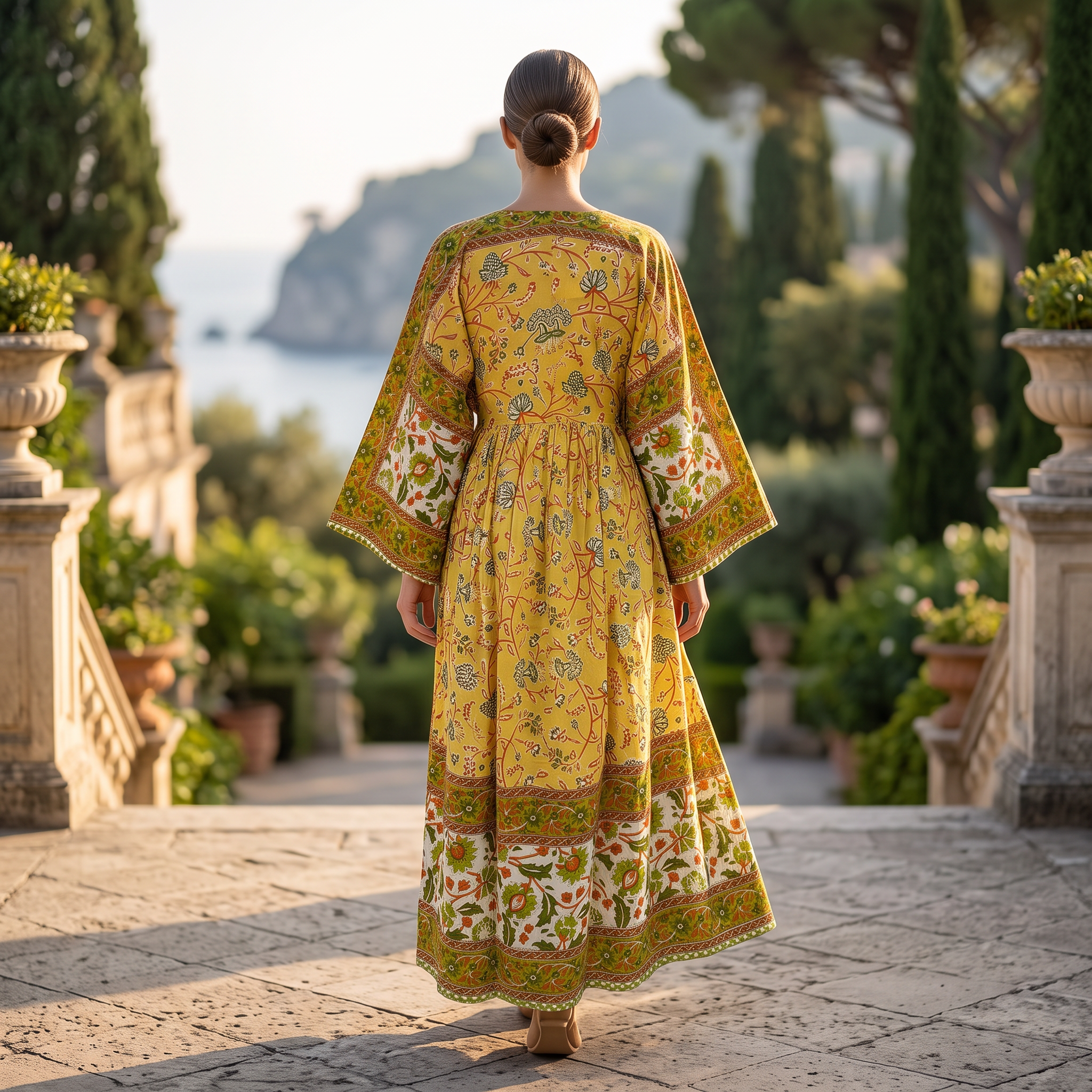 L-XL Anam Printed Cotton Dress 57" Long Jalabiya With Sheila 25527-1334 JP
