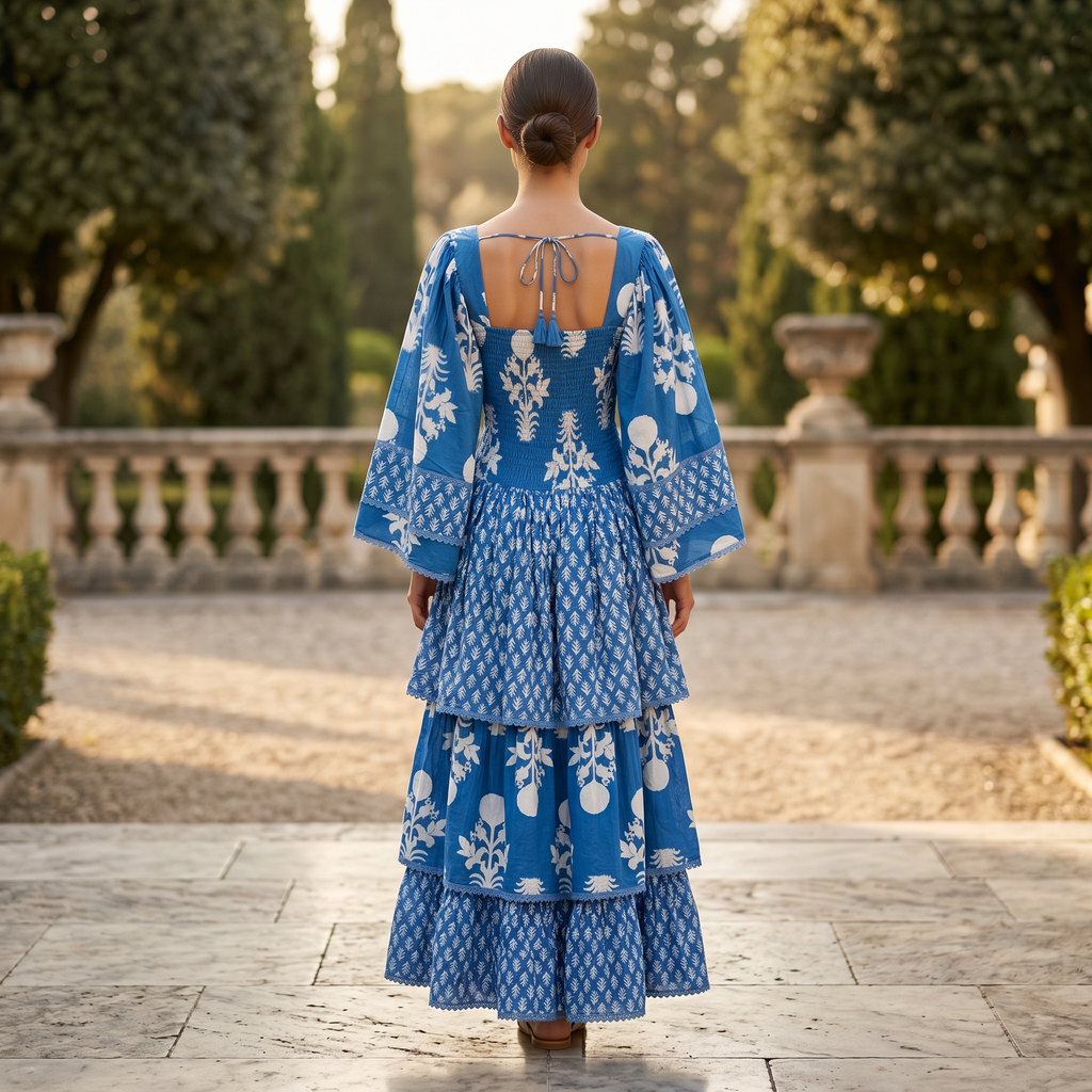 XS-S Rahima Printed Cotton Dress 54" Long Jalabiya TN 248