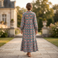 XS-S Special Printed Cotton Dress 54" Long Jalabiya TN 256