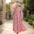 S-M Fahima Printed Cotton 3 Pcs Dress 57" Long Jalabiya TN 303