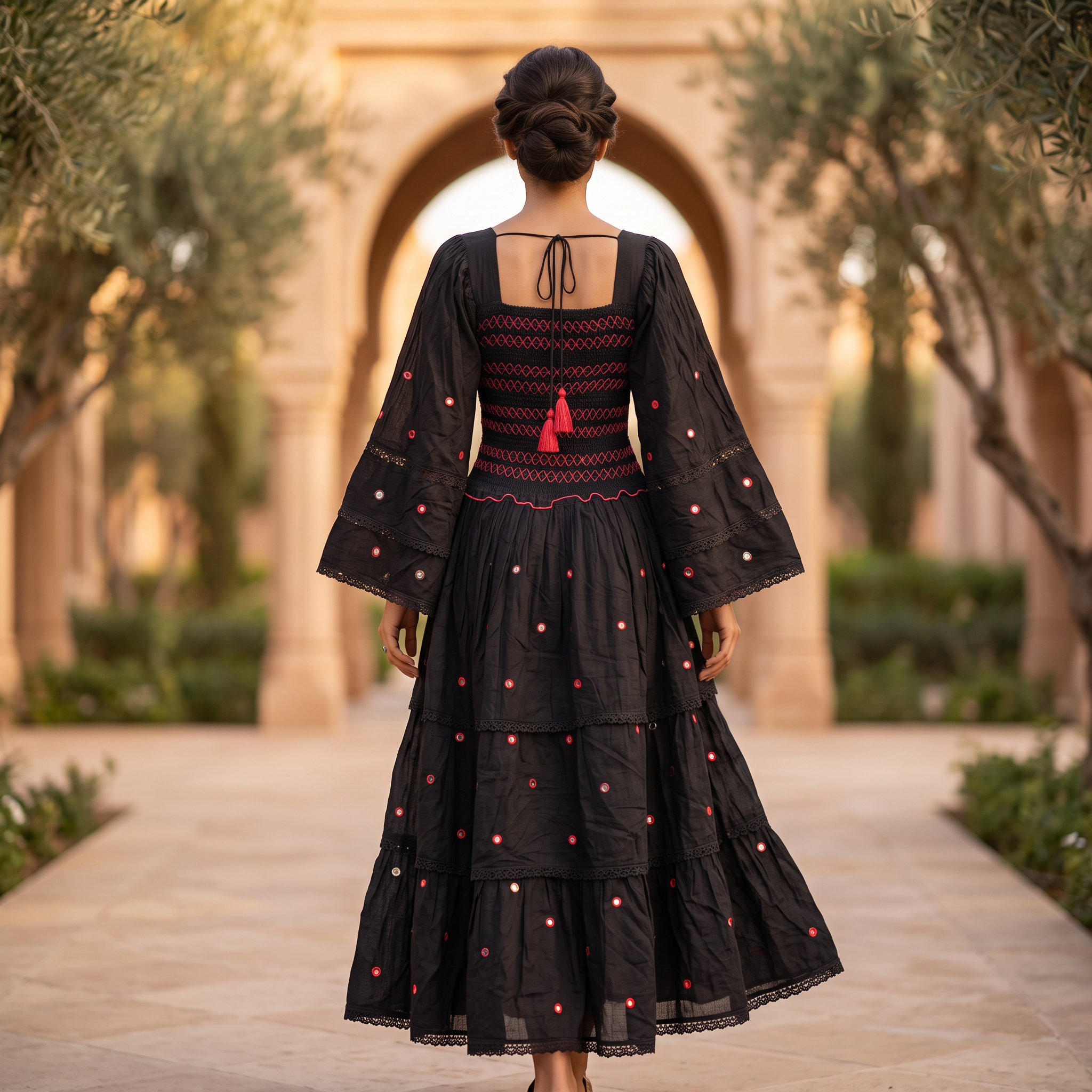 L/XL Rahima Printed Cotton Dress 57" Long Jalabiya RN 1035