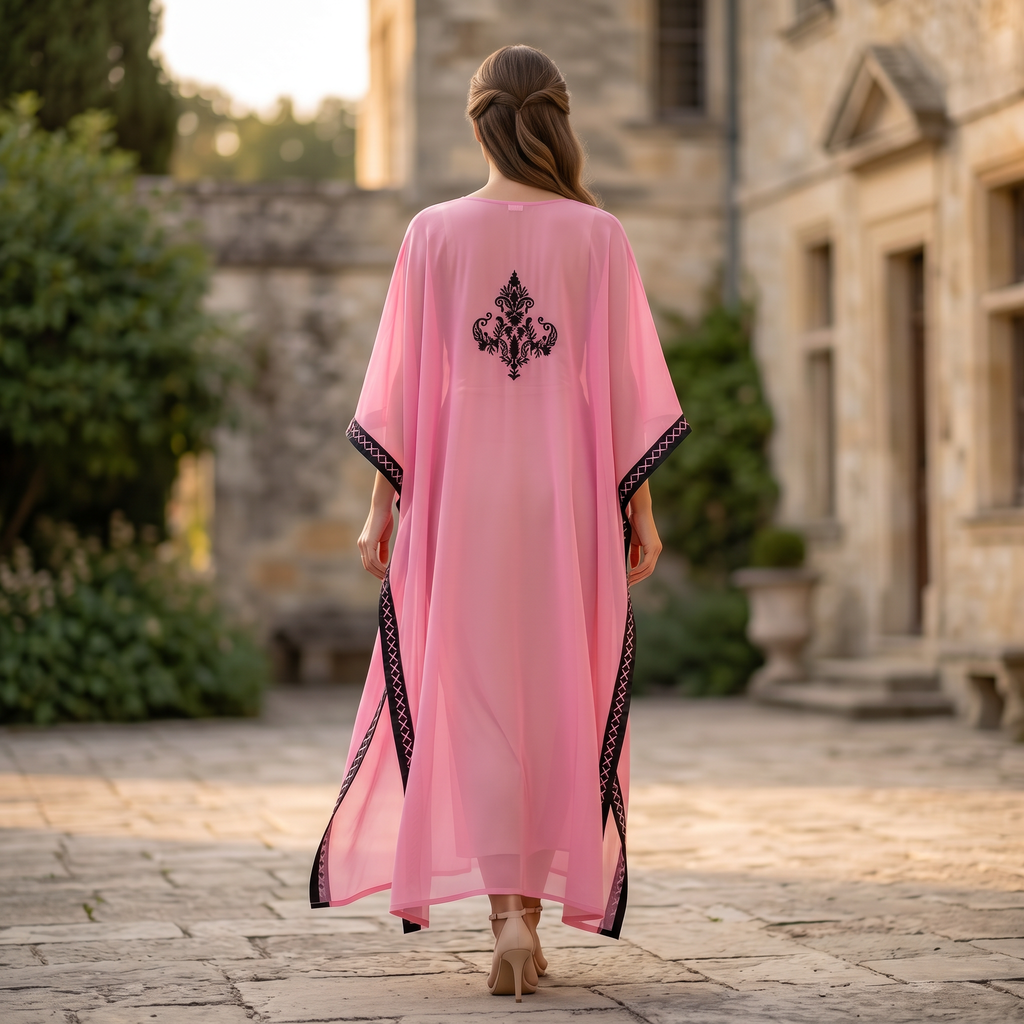 Free Size Farasha Kaftan Chiffon 55" Long Jalabiya