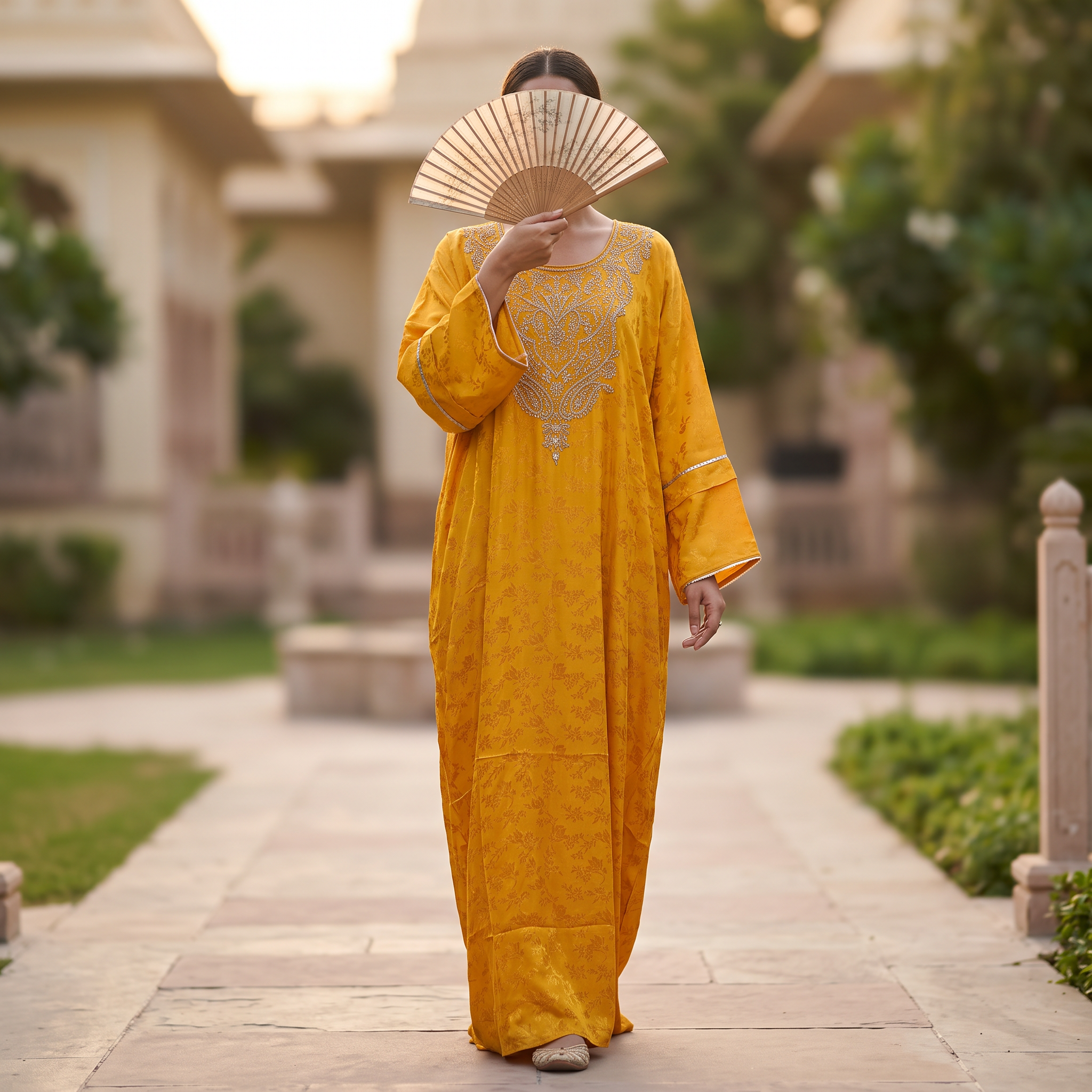 Free Size Elegant Silky Jacquard Kaftan Collection 04