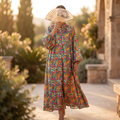 O/S Hiral  Silk Crystal  Cotton Printed Dress 57" Long Jalabiya RN 938