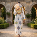 L/XLArwa Printed Cotton Dress 57" Long Jalabiya RNY 1073