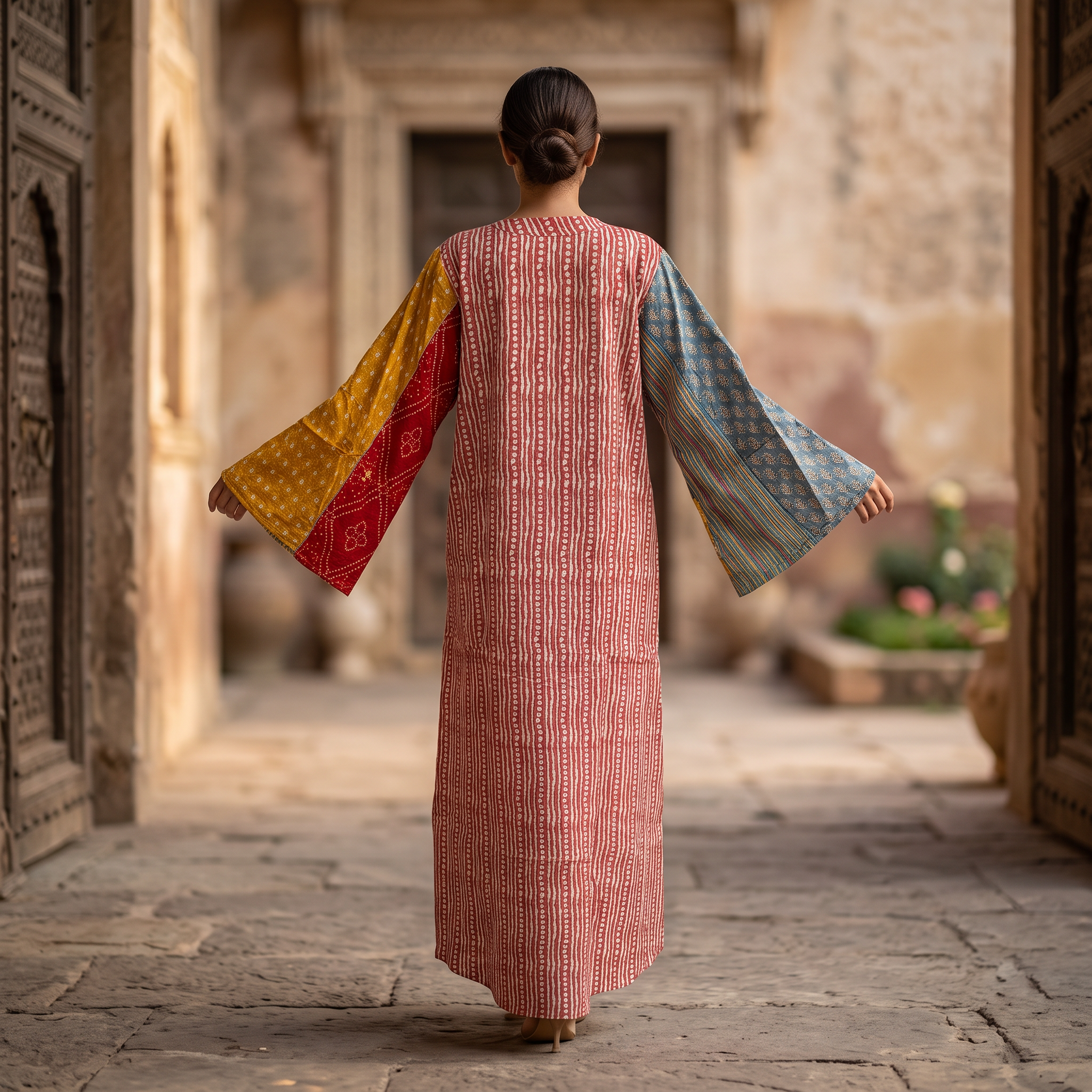 L-XL Malaysia Printed Cotton Dress 57" Long Jalabiya RN 916