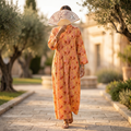 S-M Adait Printed Cotton Dress 57" Long Jalabiya
