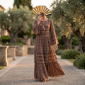 L/XL Bushra Printed Cotton Dress 57" Long Jalabiya RNY 1092