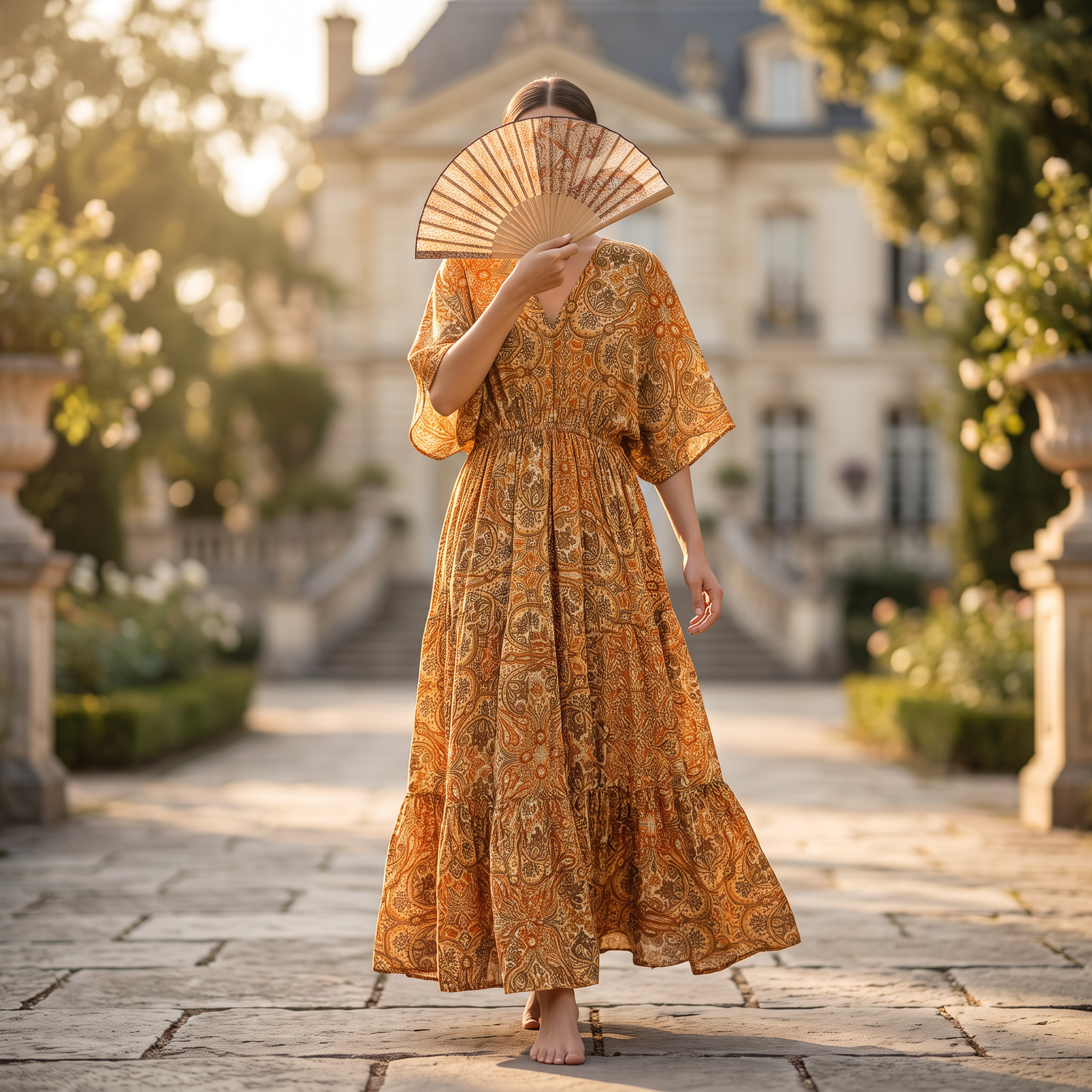 O/S Special Silk Crystal  Cotton Printed Dress 57" Long Jalabiya RN 943