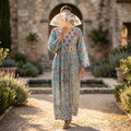 2XL-3XL Zaria Printed Cotton Dress 57" Long Jalabiya