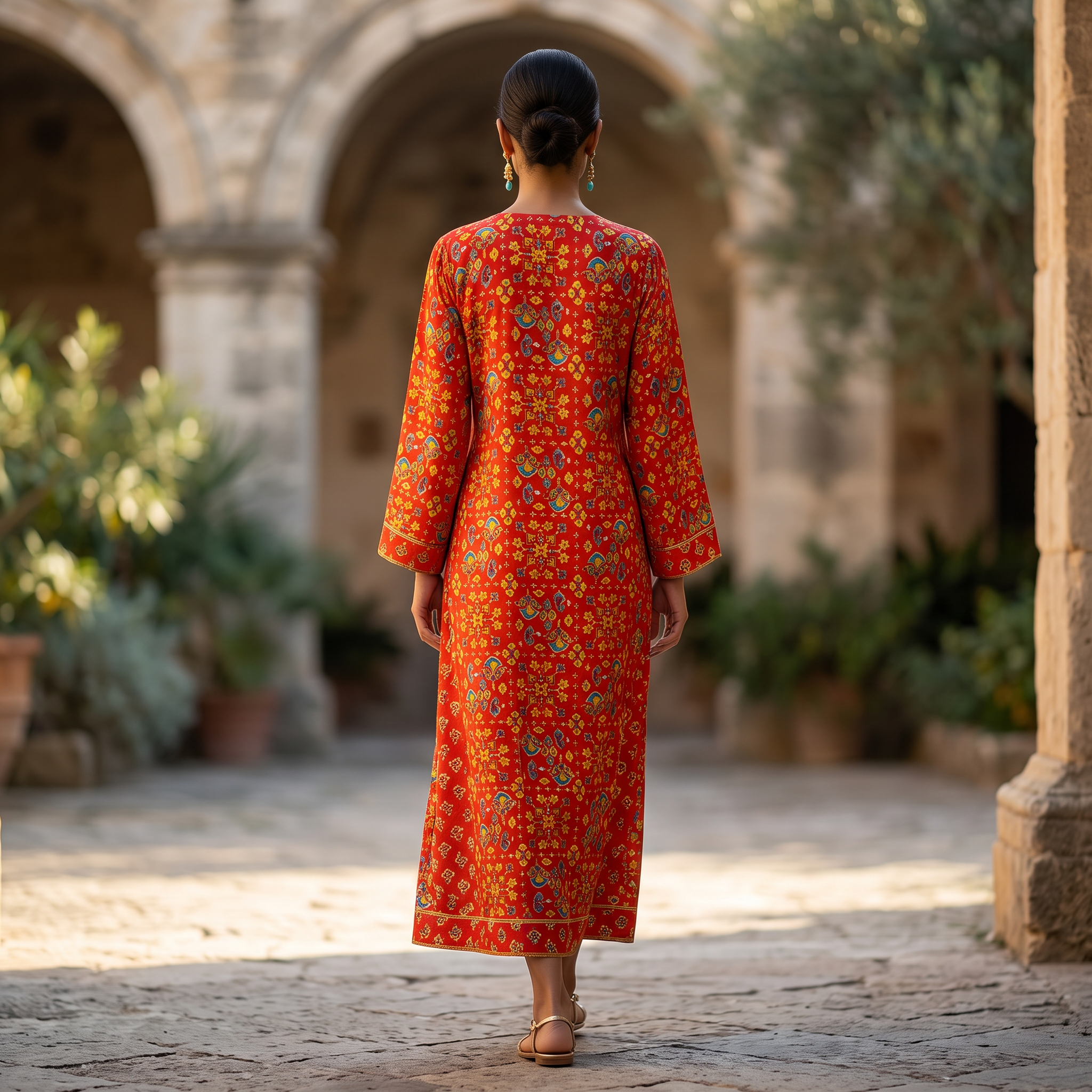 2XL/3XL Anaya Printed Cotton Dress 57" Long Jalabiya RN 909