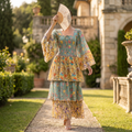 S-M Rahima Printed Cotton Dress 57" Long Jalabiya TN 243