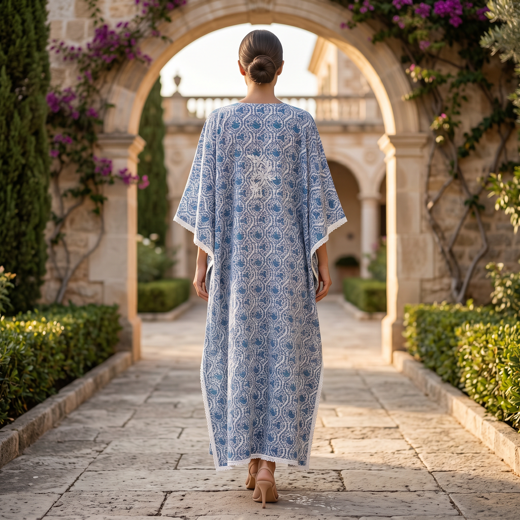 Free Size Embroidery Farasha Kaftan Cotton 57" Long Jalabiya TN 268