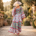 S/M Rahima Printed Cotton Dress 54" Long Jalabiya RN 998