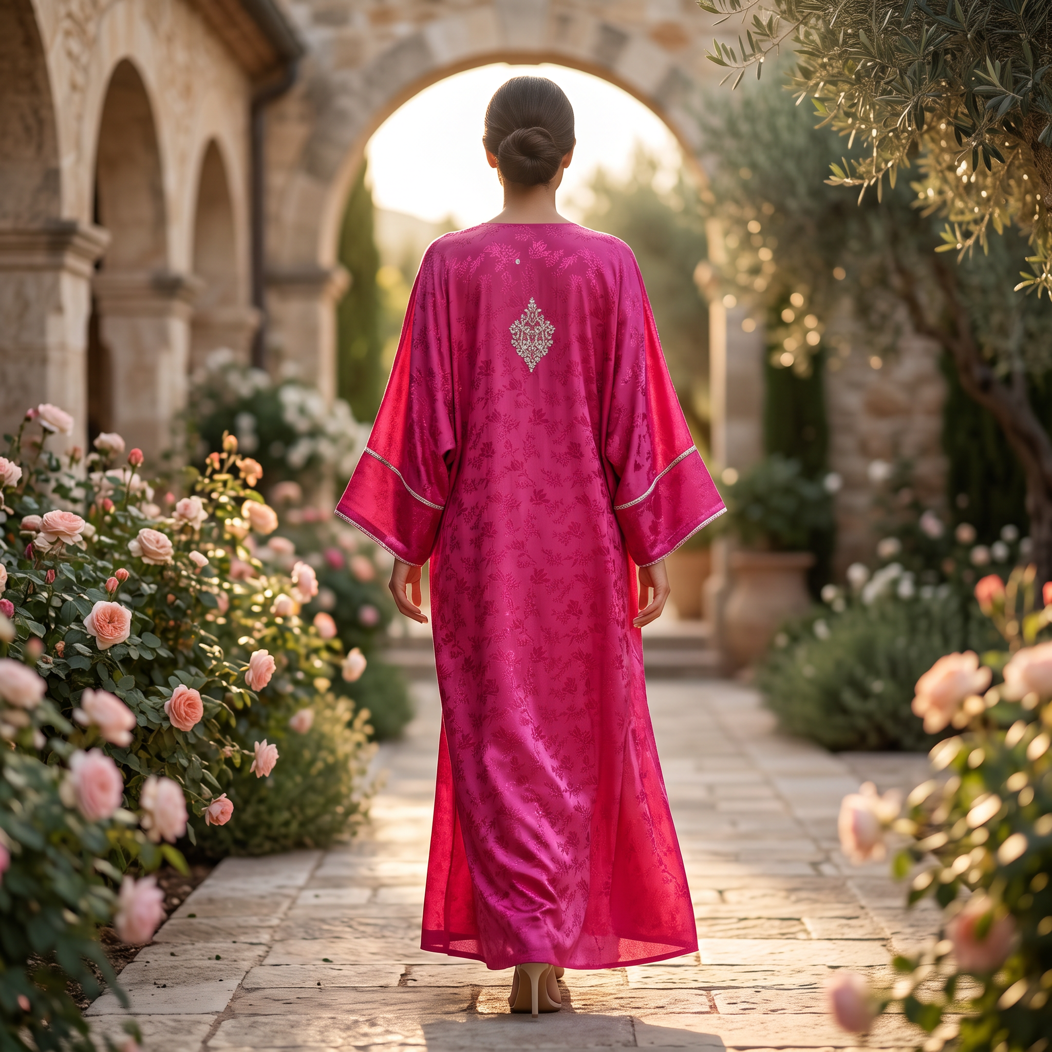 Free Size Elegant Silky Jacquard Kaftan Collection 09