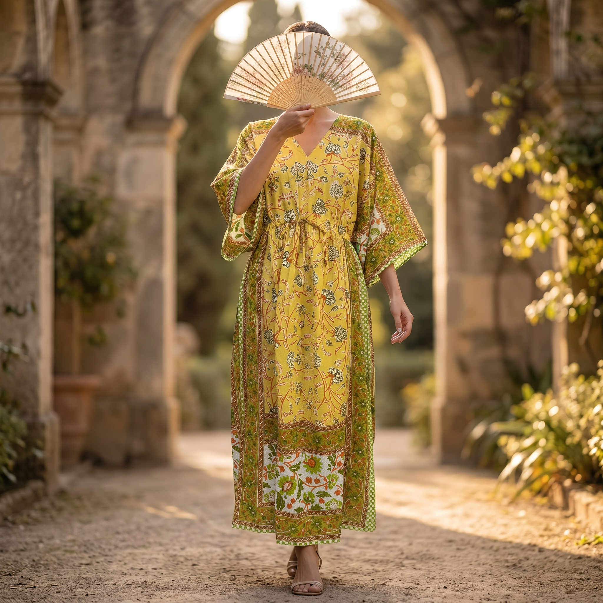 L-XL Anam Printed Cotton Dress 57" Long Jalabiya With Sheila 25527-1334 JP