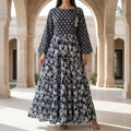 L-XL Cinderella Printed Cotton Dress 57" Long Jalabiya