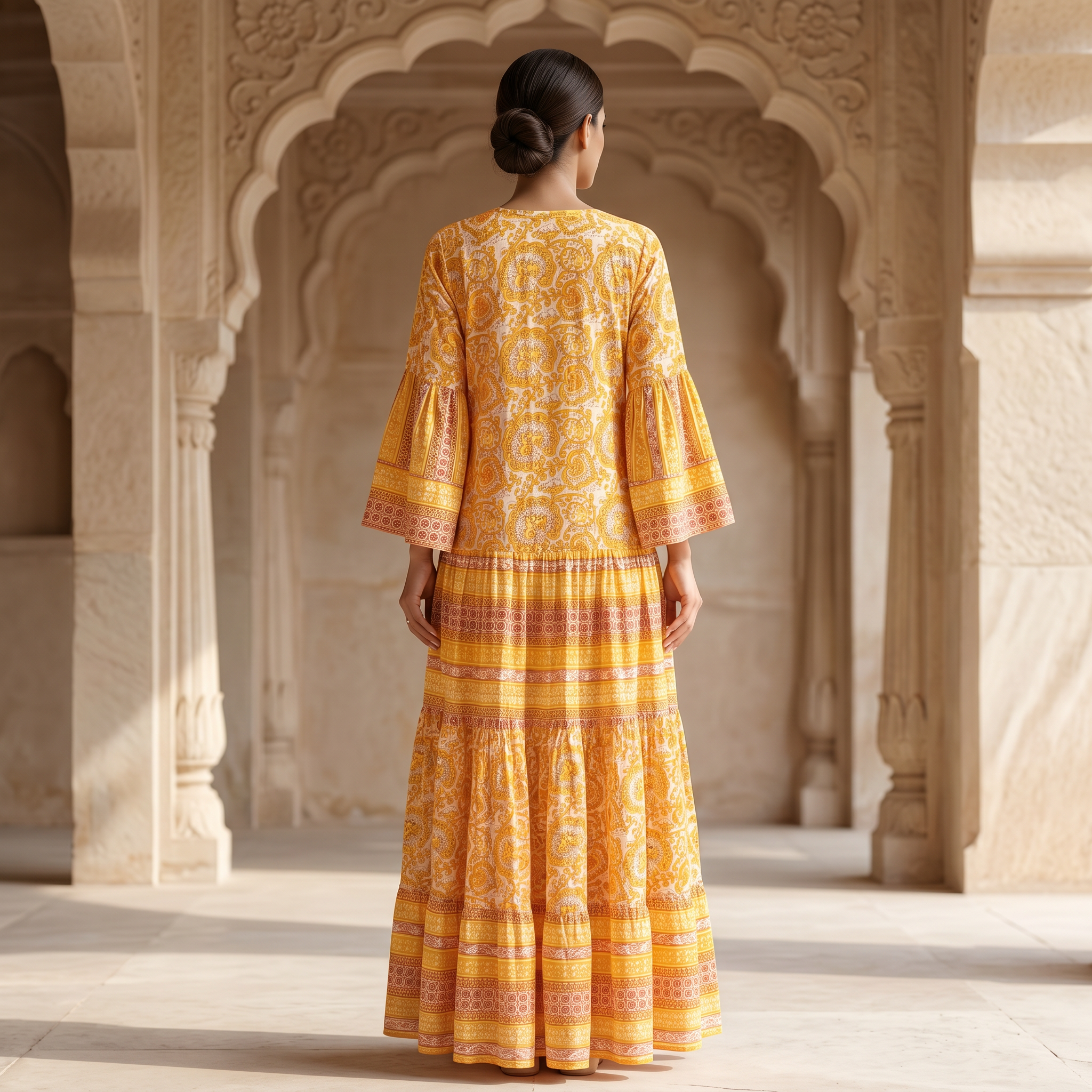 S/M Gaby Printed Cotton Dress 57" Long Jalabiya RN 01