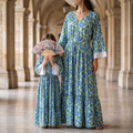 Ari Blue Green Cotton Dress Jalabiya