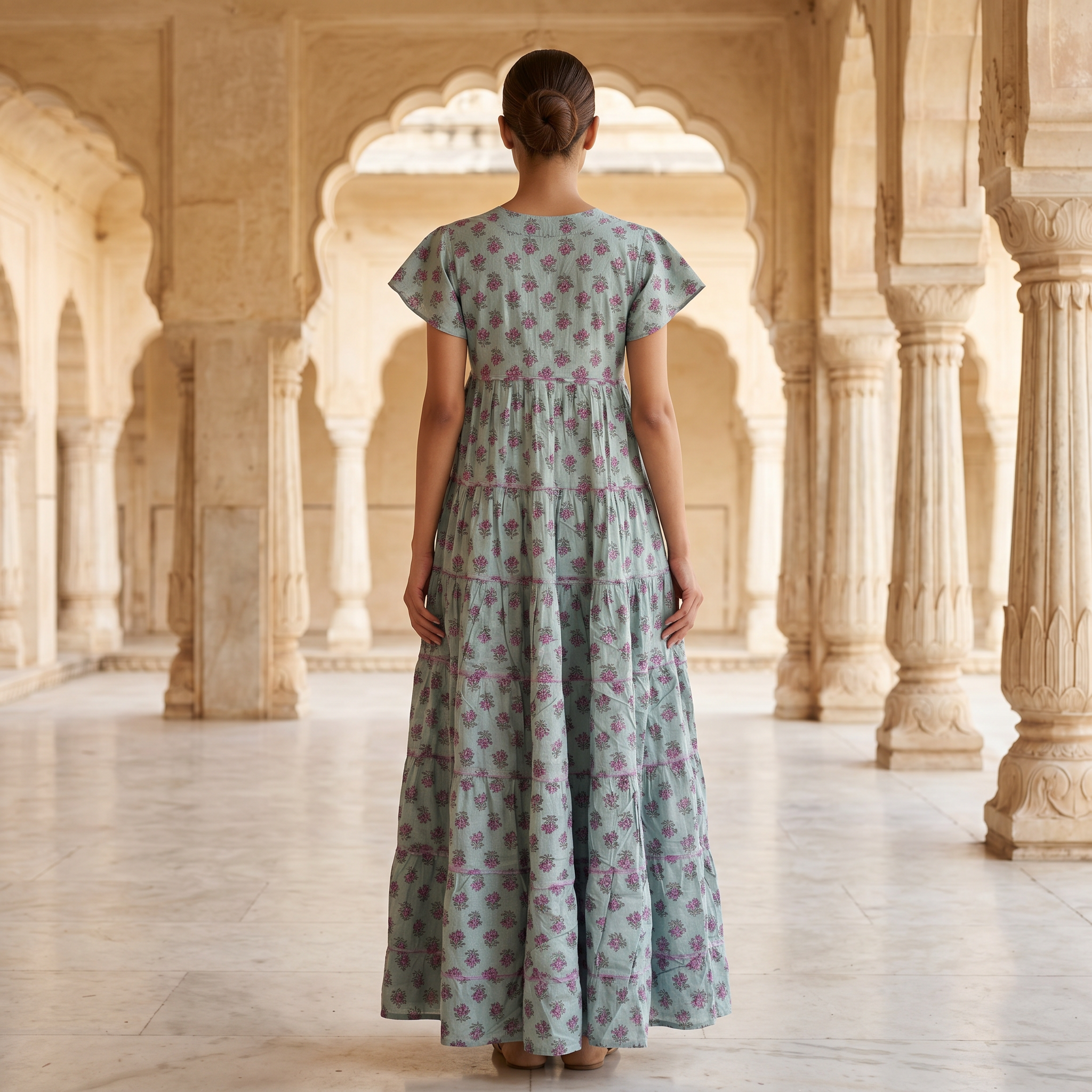 XS-S Qamar Printed Cotton Dress 54" Long Jalabiya