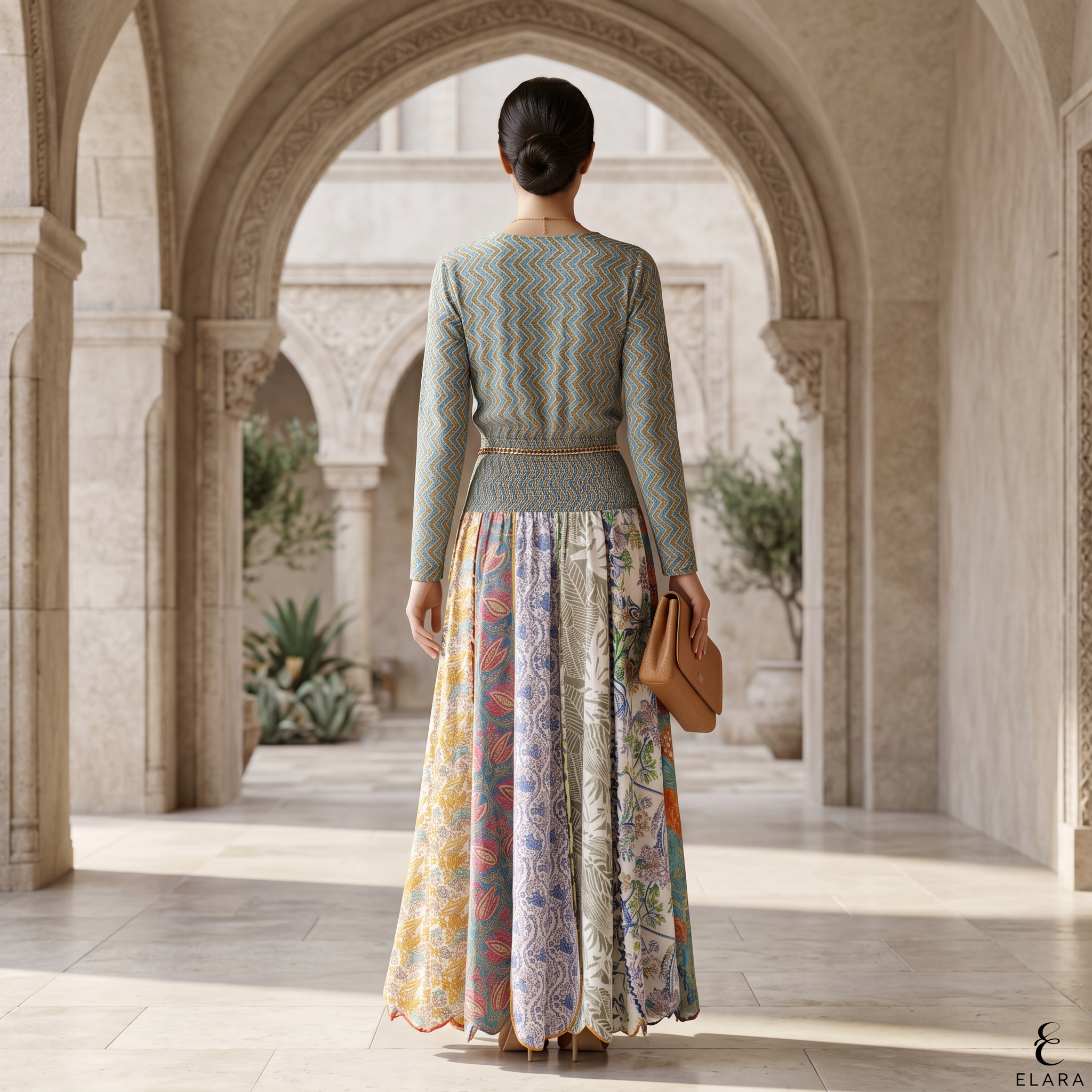 S/M Zayna Printed Cotton Dress 57" Long Jalabiya RN 09