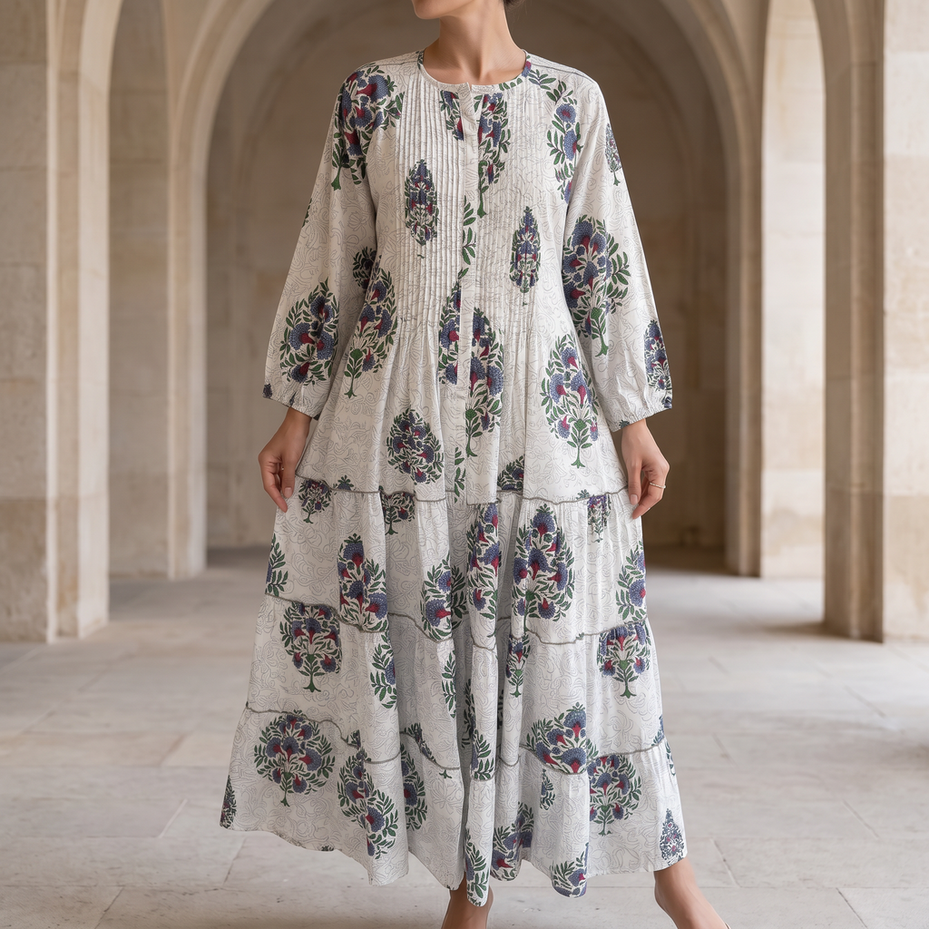 2XL-3XL Fawz Printed Cotton Dress 57" Long Jalabiya 25172-1322  JP