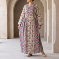 L-XL Heba Cotton Printed Dress 57" Long Jalabiya