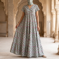 XS-S Qamar Printed Cotton Dress 54" Long Jalabiya