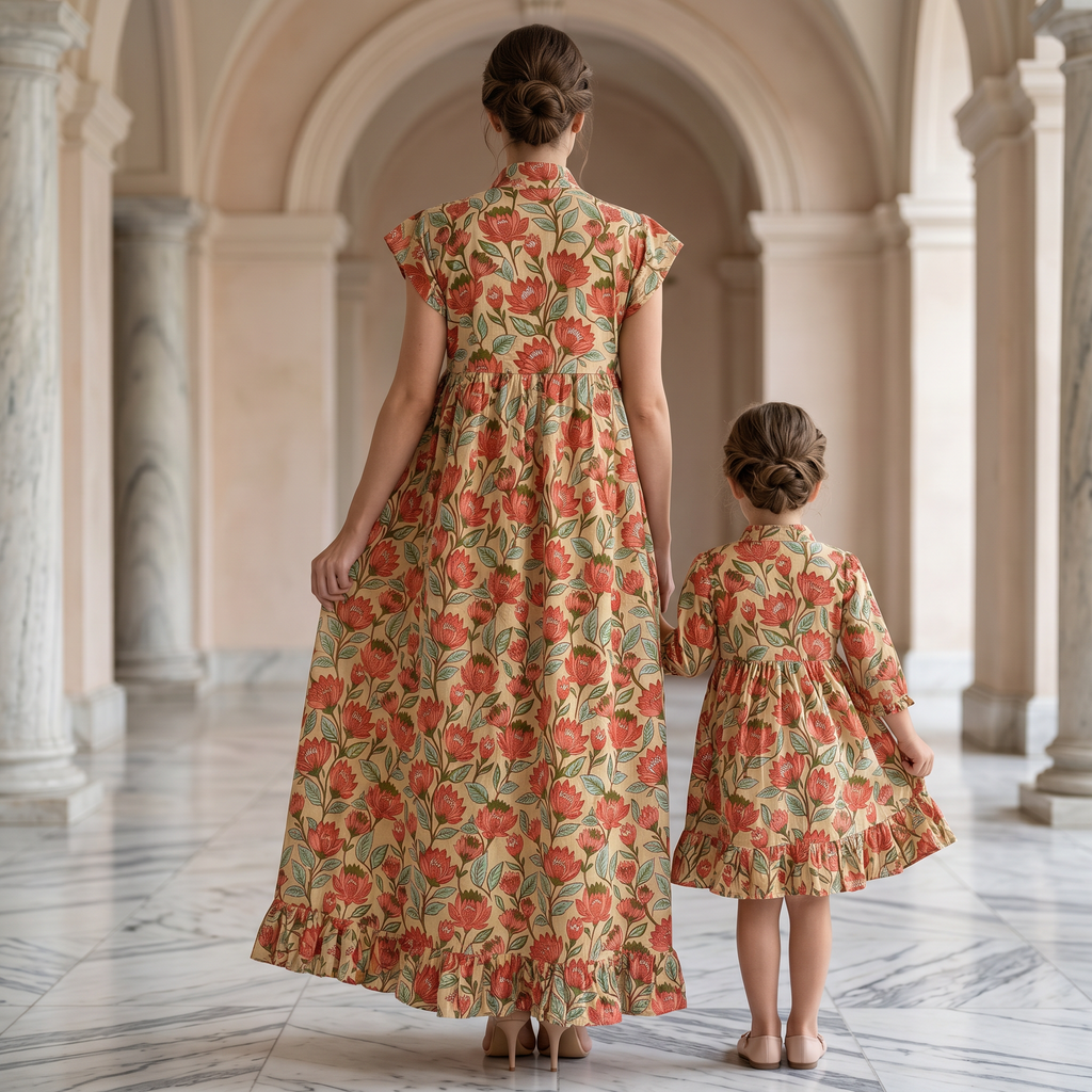 Amani Light Apricot Cotton Dress Jalabiya