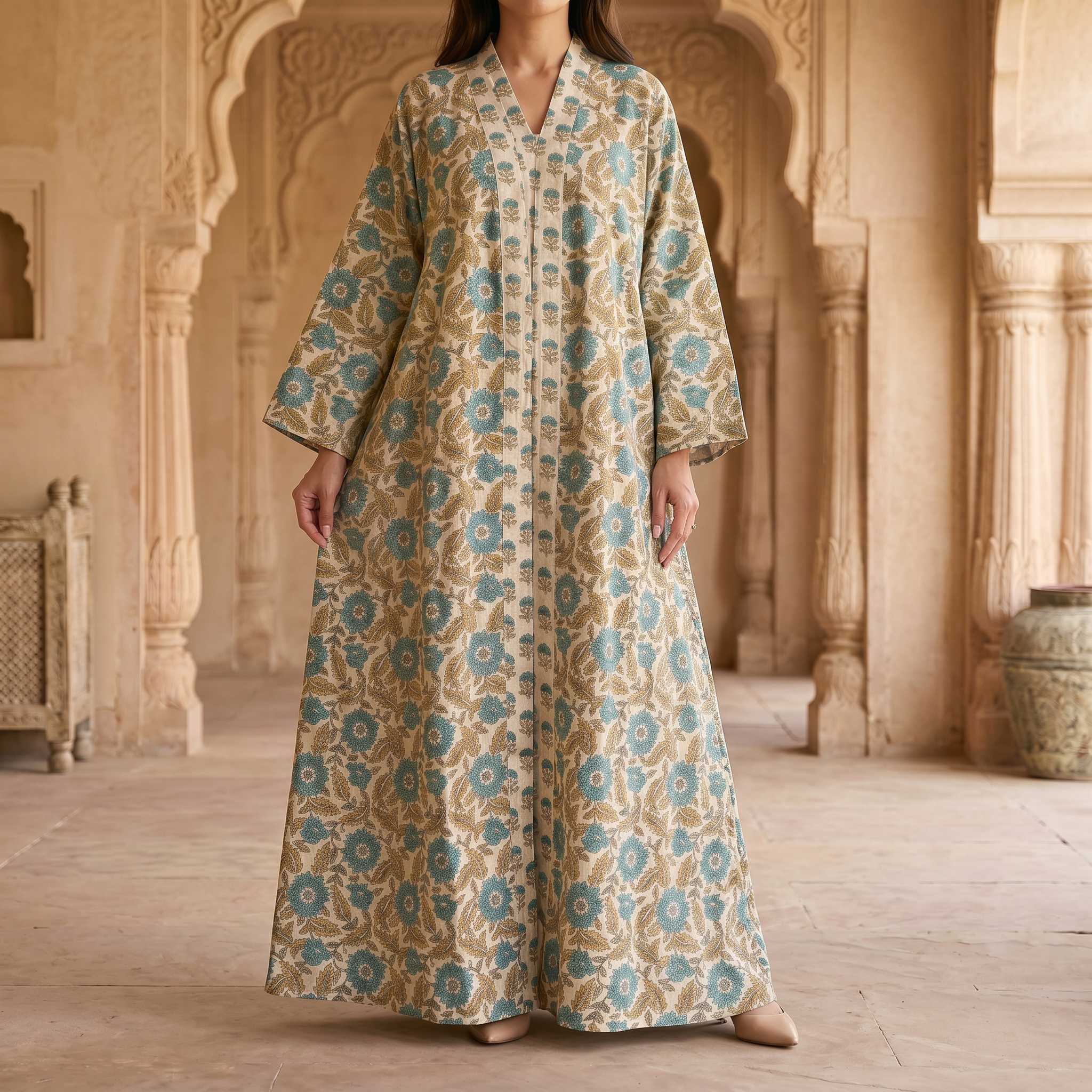 Abaya With Sheila Cotton Dress Jalabiya