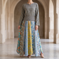 S/M Zayna Printed Cotton Dress 57" Long Jalabiya RN 09