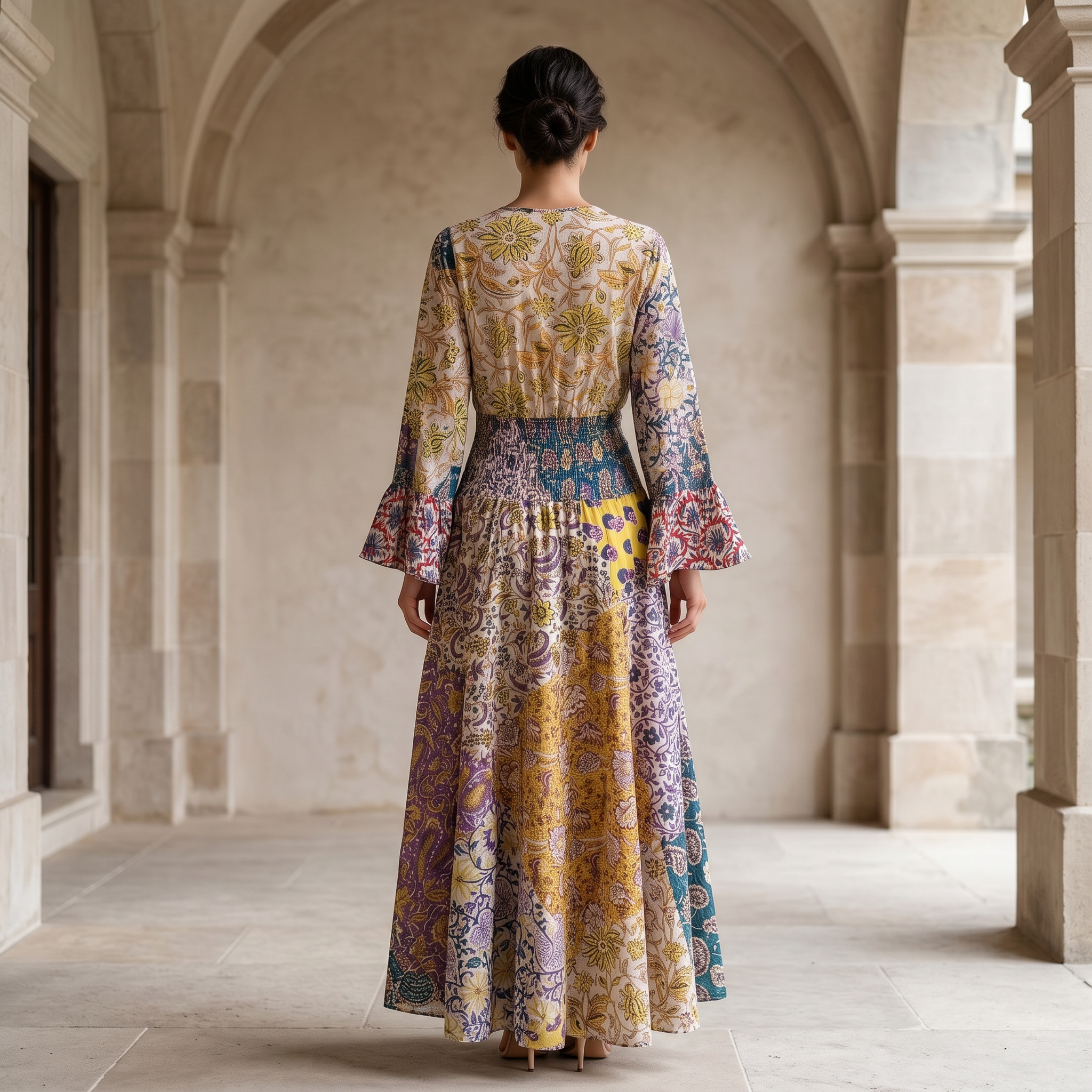 L-XL Musira Printed Cotton Dress 57" Long Jalabiya