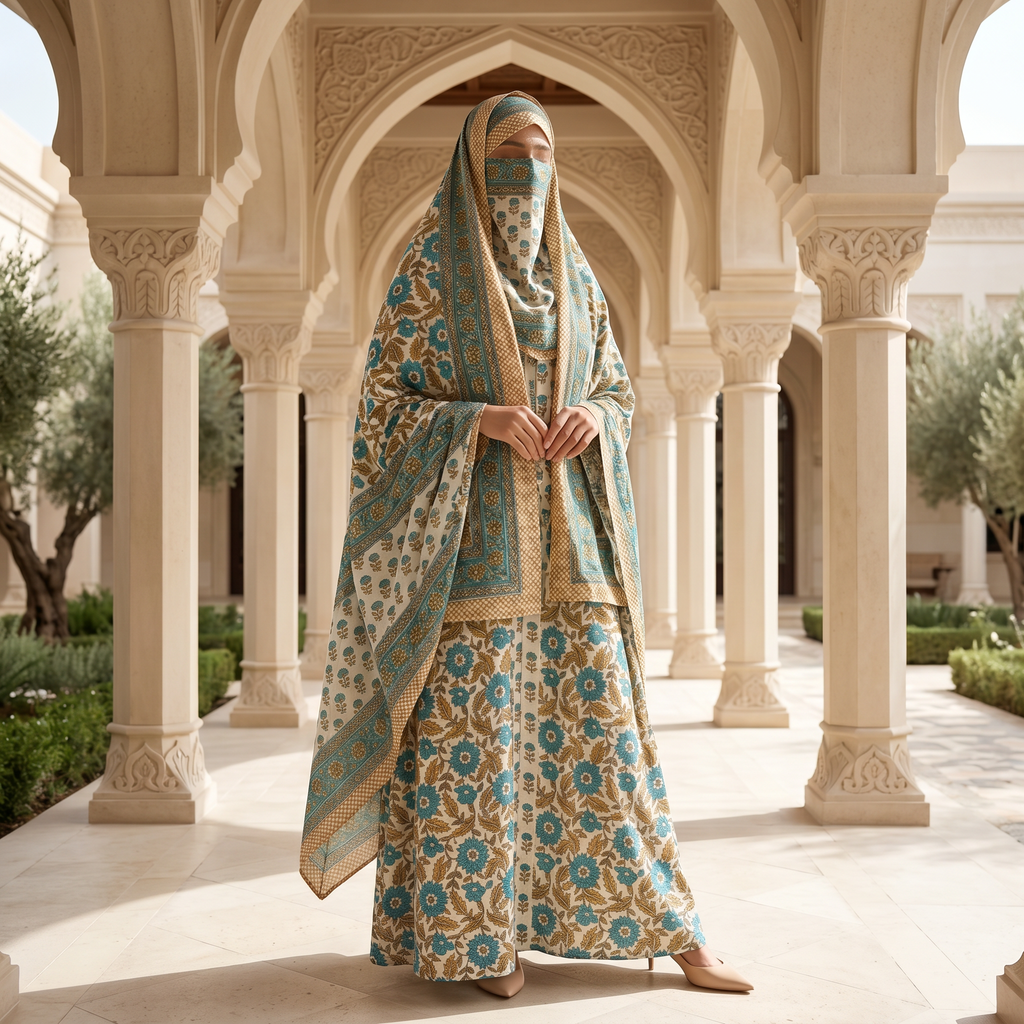 Abaya With Sheila Cotton Dress Jalabiya