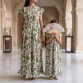 Amani White and Green Cotton Dress Jalabiya