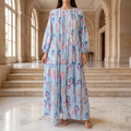 S-M Fawz Printed Cotton Dress 57" Long Jalabiya 25166-1322  JP